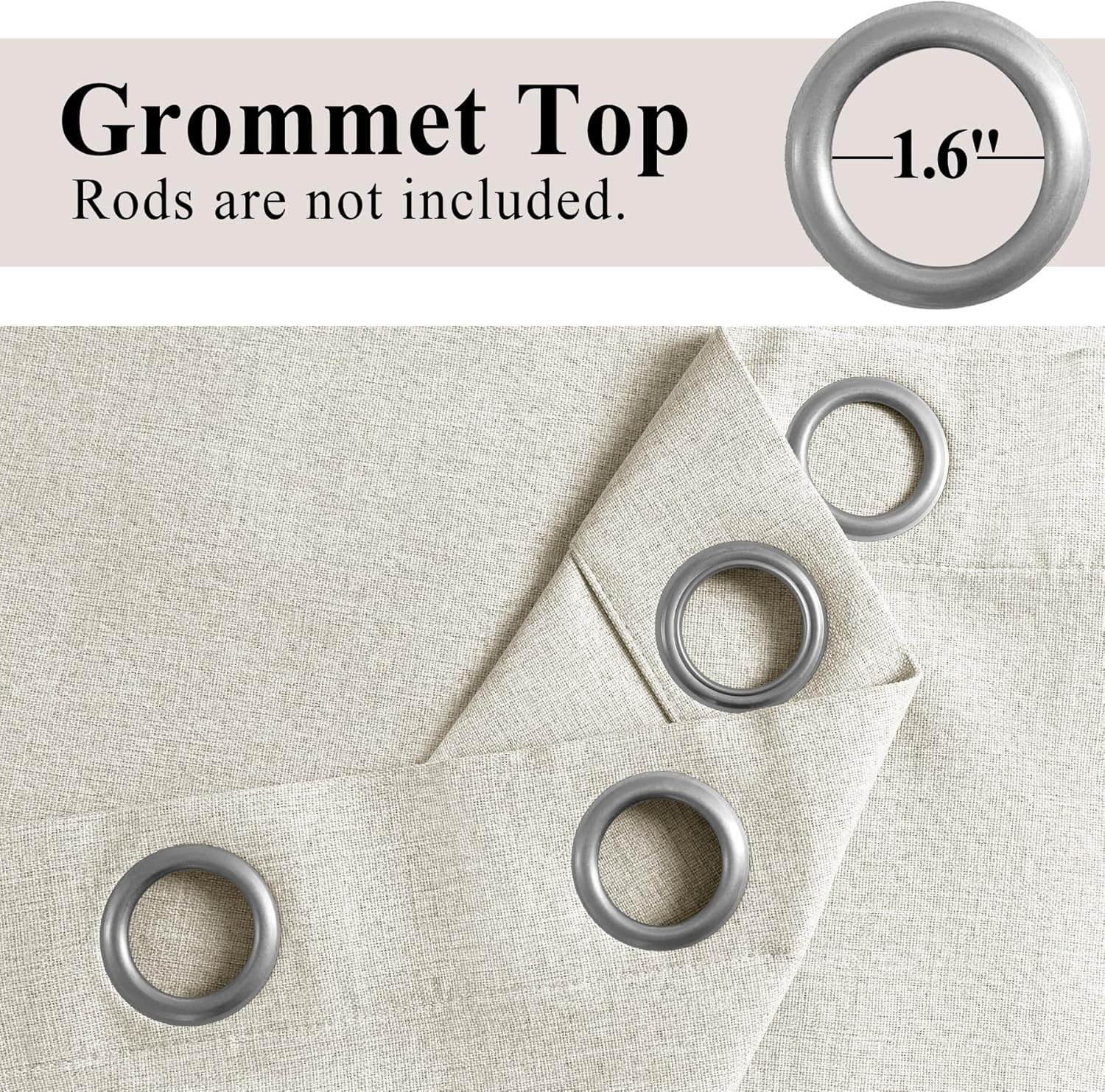 Frelement Linen Curtains for Sliding Glass Doors 200 Inches Wide Grommet Top Curtain Panels Privacy Partition Separator 100% Blackout Drapes for French Door 1 Panel, 200" Wx96L, Ivory White