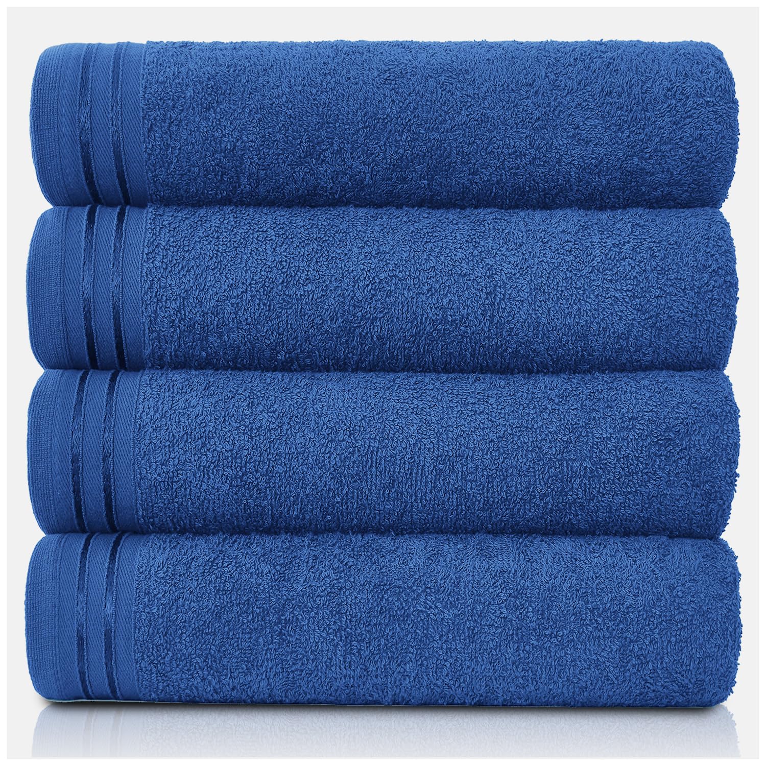 GC GAVENO CAVAILIA Large Towels Bath Sheet-Highly Absorbent Egyptian Cotton Towel Set-4 Pack Extra Soft Large Bath Towel Royal Blue-Quick Dry Bath Sheets-450 GSM Washable Towels, 75X135 Cm