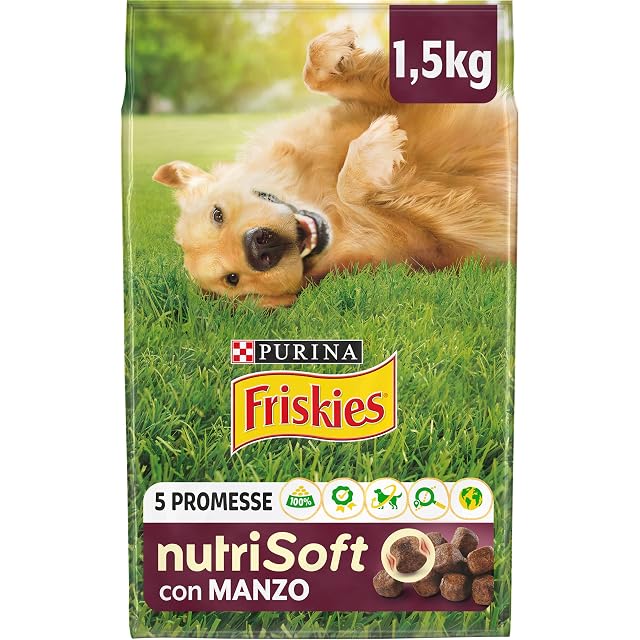 Purina Friskies - Pienso para Perros Adultos con Carne de Vaca, 6 Bolsas de 1,5 kg