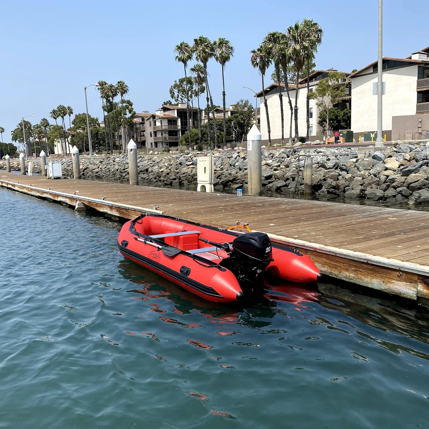 Seangles Inflatable Dinghy Boat with Aluminum Floor and Aluminum Transom - Inflatable Boat for Adults Heavy Duty - USCG Approved 10.8 Feet (4 Person)