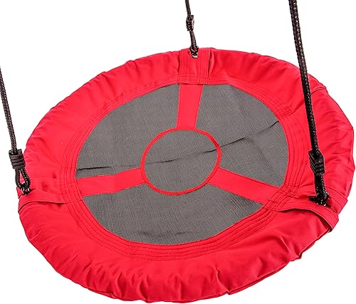 Miniatura 10 de Jack and June Columpio redondo rojo de 30 pulgadas de diámetro que soporta hasta 300 libras de swing