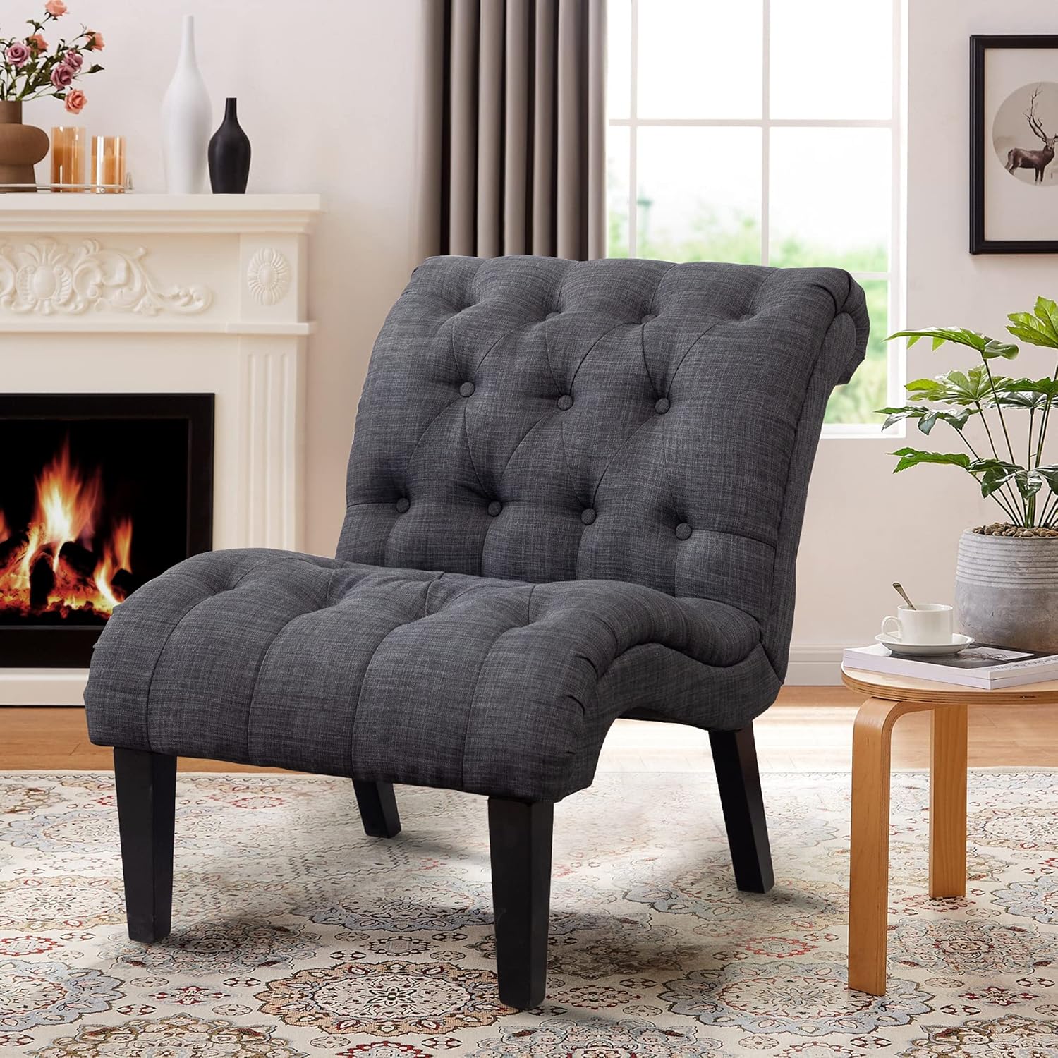 Amazoncom Yongqiang Upholstered Accent Chair For Bedroom Living Room Chairs Lounge Chair With Wood Legs Gray Fabric Home Kitchen Amazoncom Yongqiang Upholstered Accent Chair For Bedroom Living Room Chairs Lounge Chair With Wood Legs Gray Fabric Home Kitchen