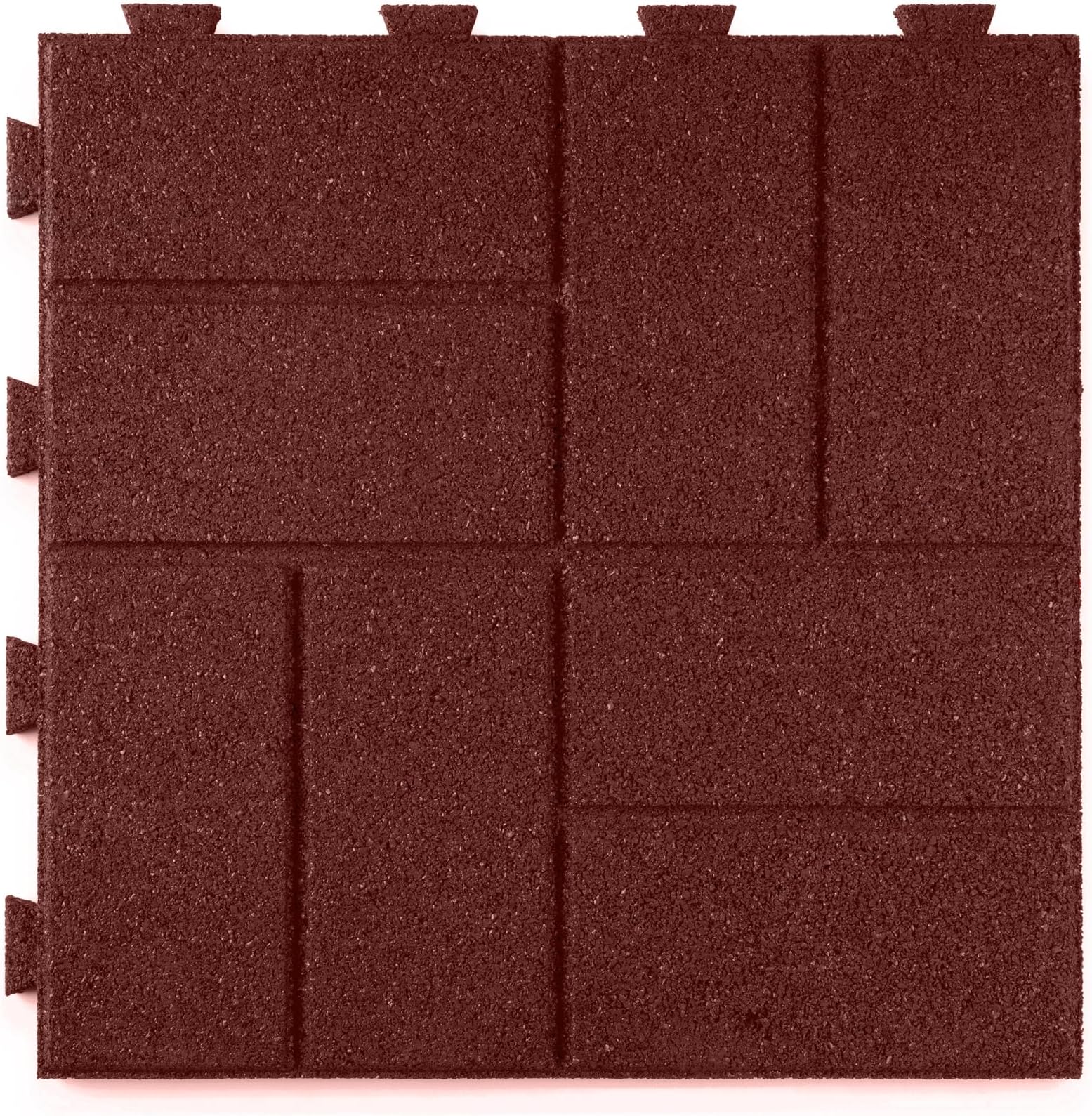 Playsafer Brick Rubber Interlocking Tiles | 16 X 16 | Easy Install for Indoor and Outdoor Use (Red, 20 Tiles)