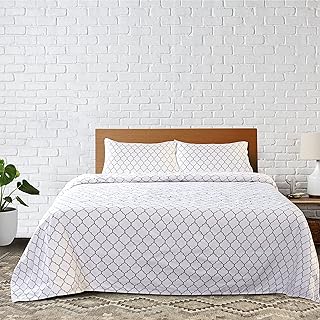 VISI-ONE BLC Quatrefoil King Sheet Set, 4 Piece - 1800 TC Double Brushed Premium Microfiber Bed Sheet with 15