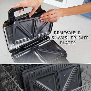 Breville 3-in-1 Ultimate Snack Maker | Deep Fill Toastie MakerWaffle Maker & Panini Press | Removable Non-Stick Plates | Black & Stainless Steel [VST098] | UK Plug