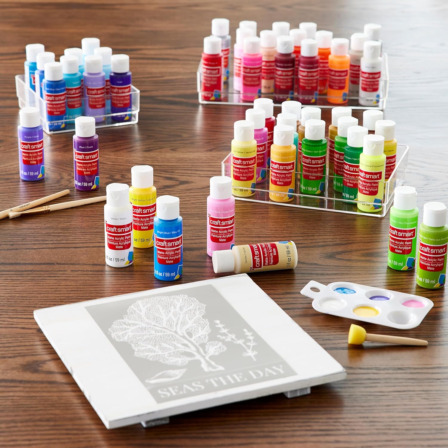Craft Smart Acrylic Paint Set, Super Value Assorted Finishes, Multicolor, 2 fl. oz., 48-Pack