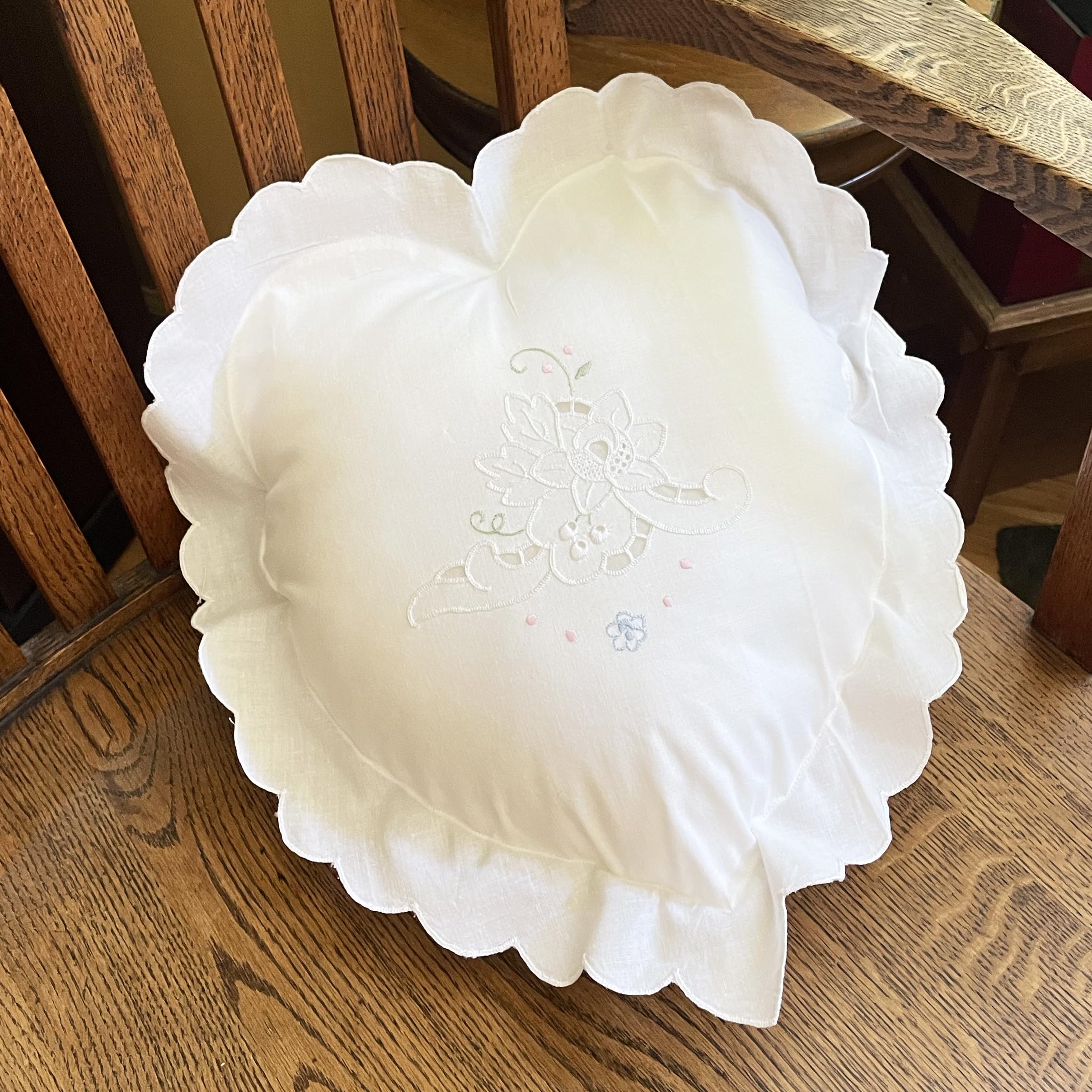 Embroidered and LACE 2-PC Pillow Decorative Pillow Set, 12 inches, Duette White 12" 2 Count