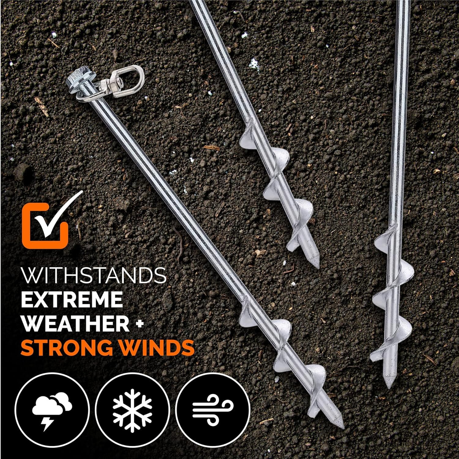 Kit di ancoraggi a vite da 30 cm, set da 16 pezzi con chiave a T e punta da trapano per trampolino, capannone, casa mobile e pali per tende