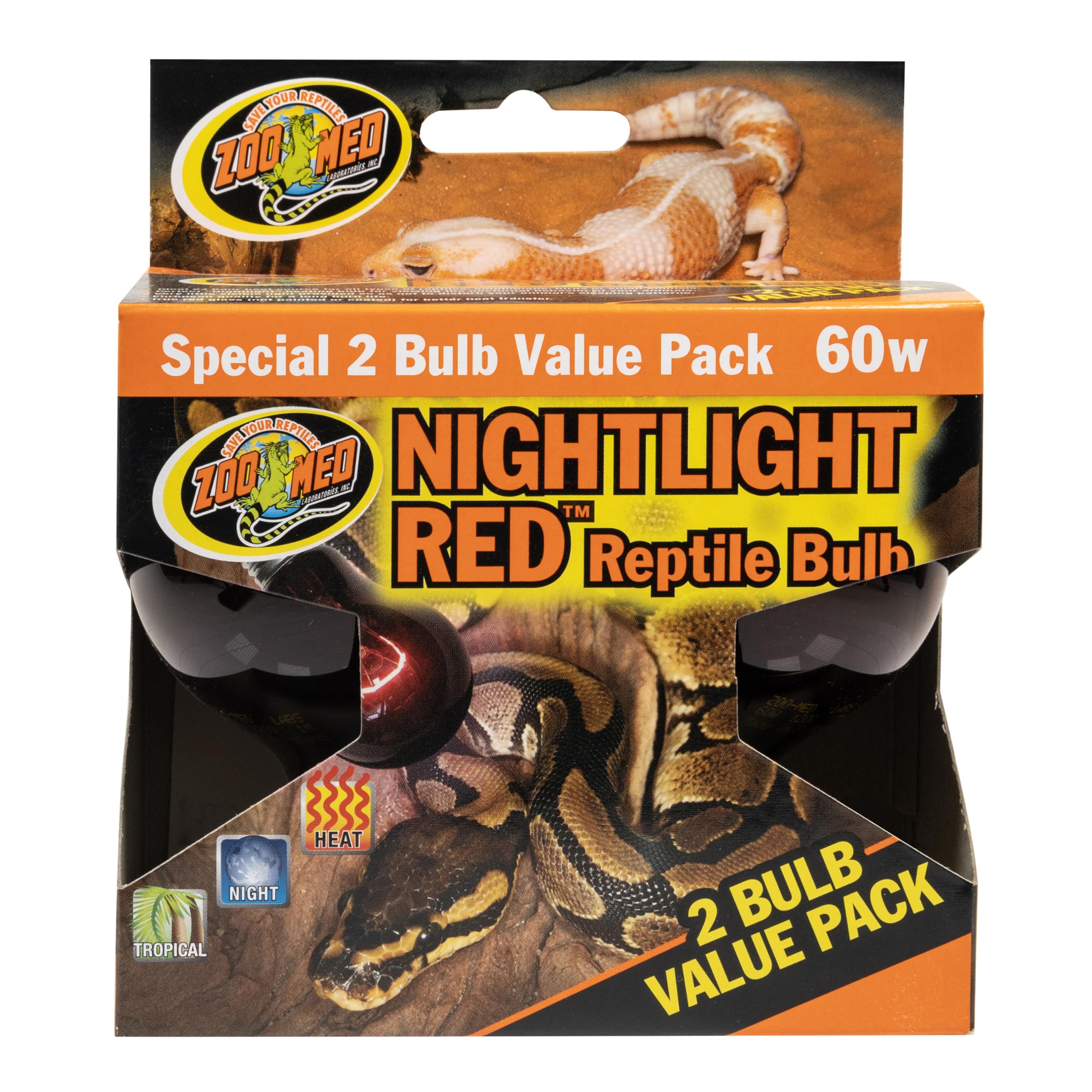 Zoo Med Nightlight Reptile Bulb, 60-watt, Red