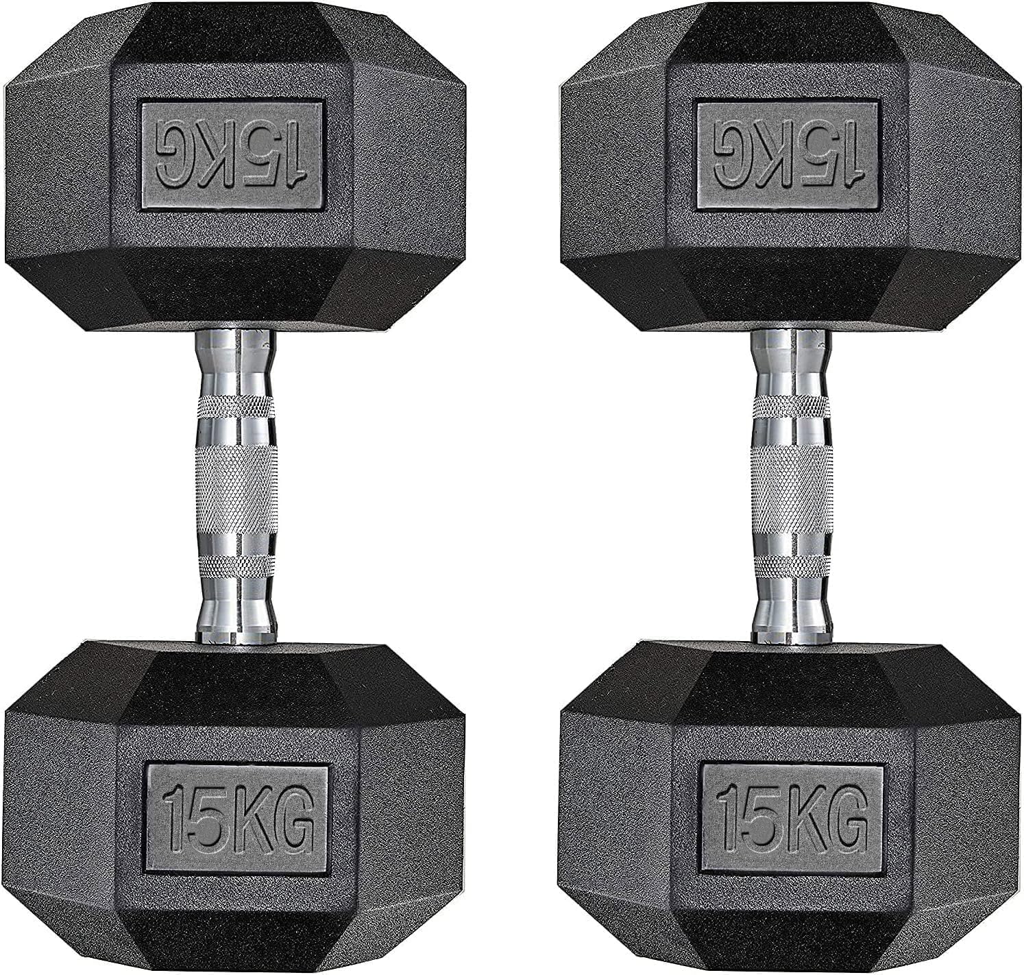 Set di 2 manubri esagonali, 10 – 30 kg, con rivestimento antiscivolo, impugnatura ergonomica, set di manubri corti in gomma polimerica, per allenamento aerobico