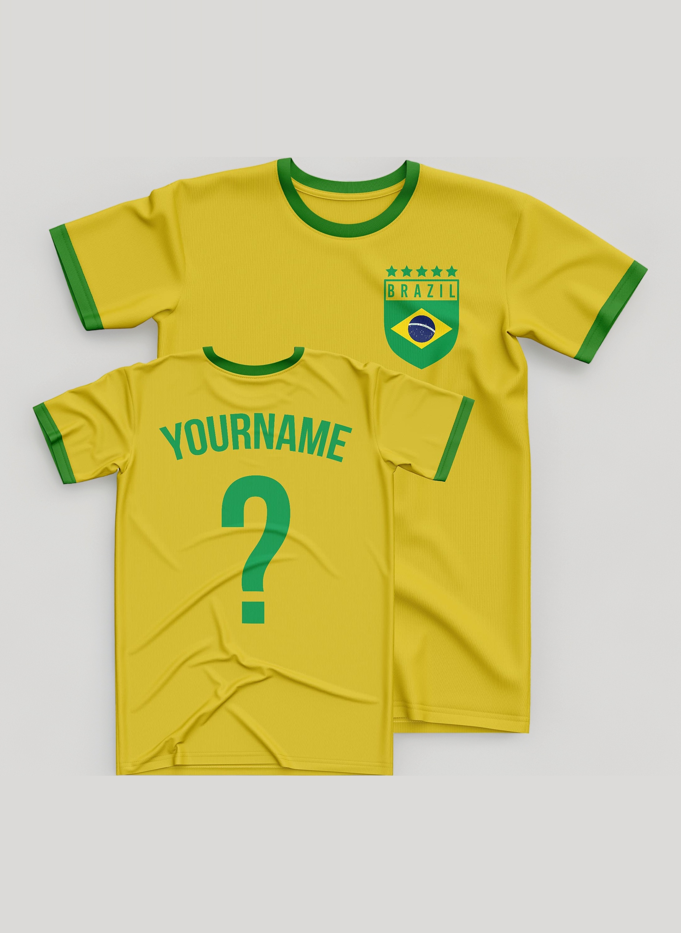 Mens Brasil Shirts for Men - Brazil Custom Name and Number T Shirt - Football Personalised with Your Name and Number Him - Brazil Tournament Footy Soccer Top