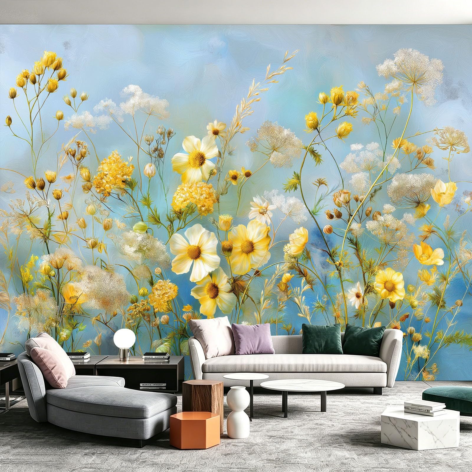 WTD - Papel pintado fotográfico (fieltro, 300 x 210 cm), diseño de margaritas