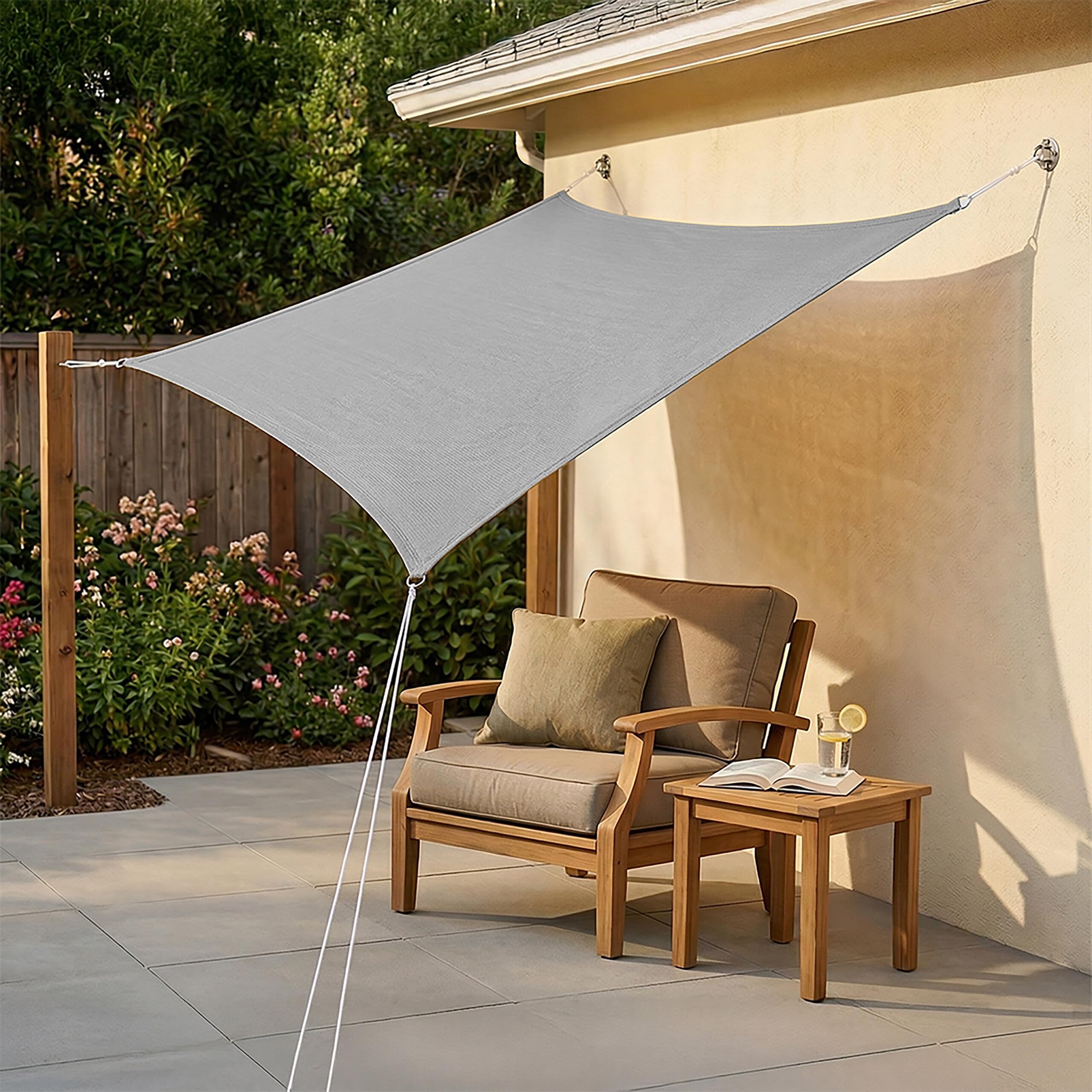 Voile d'ombrage Relaxdays, 3 x 4 m, HDPE Respirant, pour Jardin & Balcon, rectangulaire, avec Cordes, Gris foncé