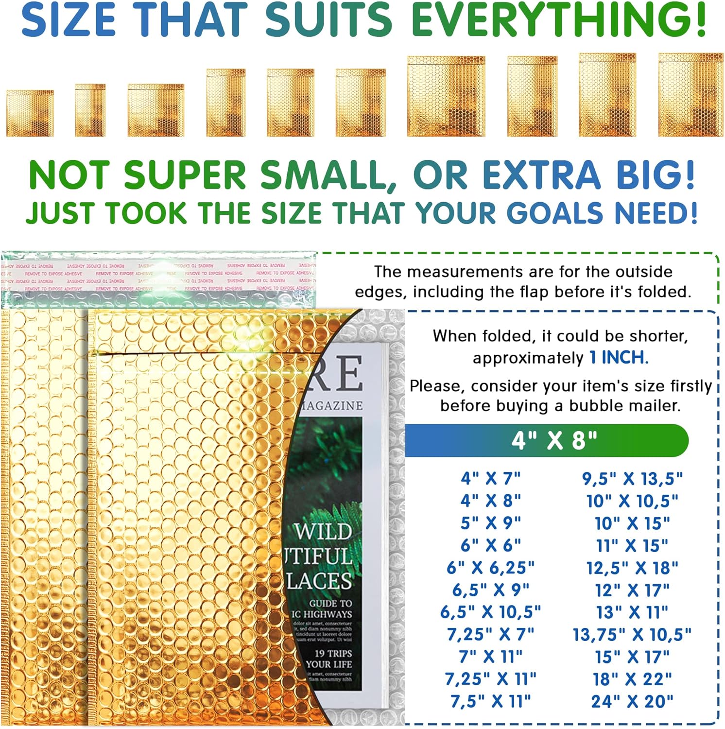 Gold Metallic Bubble Mailers, 4 x 8 Inches. Pack of 25 Padded Envelopes Waterproof. Opaque Metallic Bubble Envelope Mailer Self-Seal. Waterproof Padded Shipping Envelopes for Gifts - Image 4