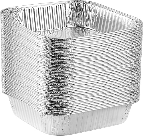 Miniatura 6 de PLASTICPRO Moldes de aluminio desechables de 9 x 9 x 2 pulgadas para hornear, utensilios de cocina perfectos para hornear pasteles, panes, brownies,