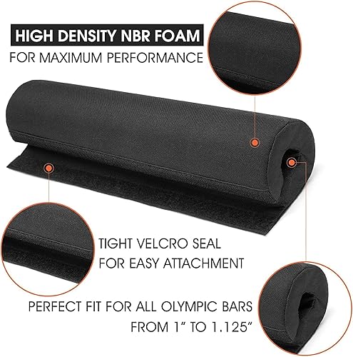 Miniatura 2 de Yes4All Barra de sentadillas antideslizante de 1000 libras, barra olímpica y almohadilla de barra con cómodas almohadillas para el cuello y los