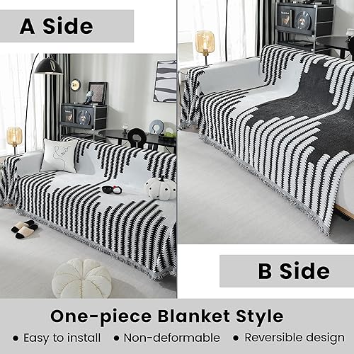 Miniatura 2 de Fundas bohemias para sofá seccional, funda de felpilla lavable para sofá de mascotas, funda moderna con patrón geométrico jacquard geométrico en