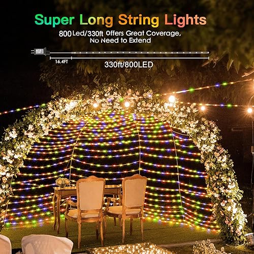 orahon Luces de Navidad para exteriores 800 LED 330 pies luces LED para árbol de Navidad decoración de Navidad luces de hadas para interiores cable