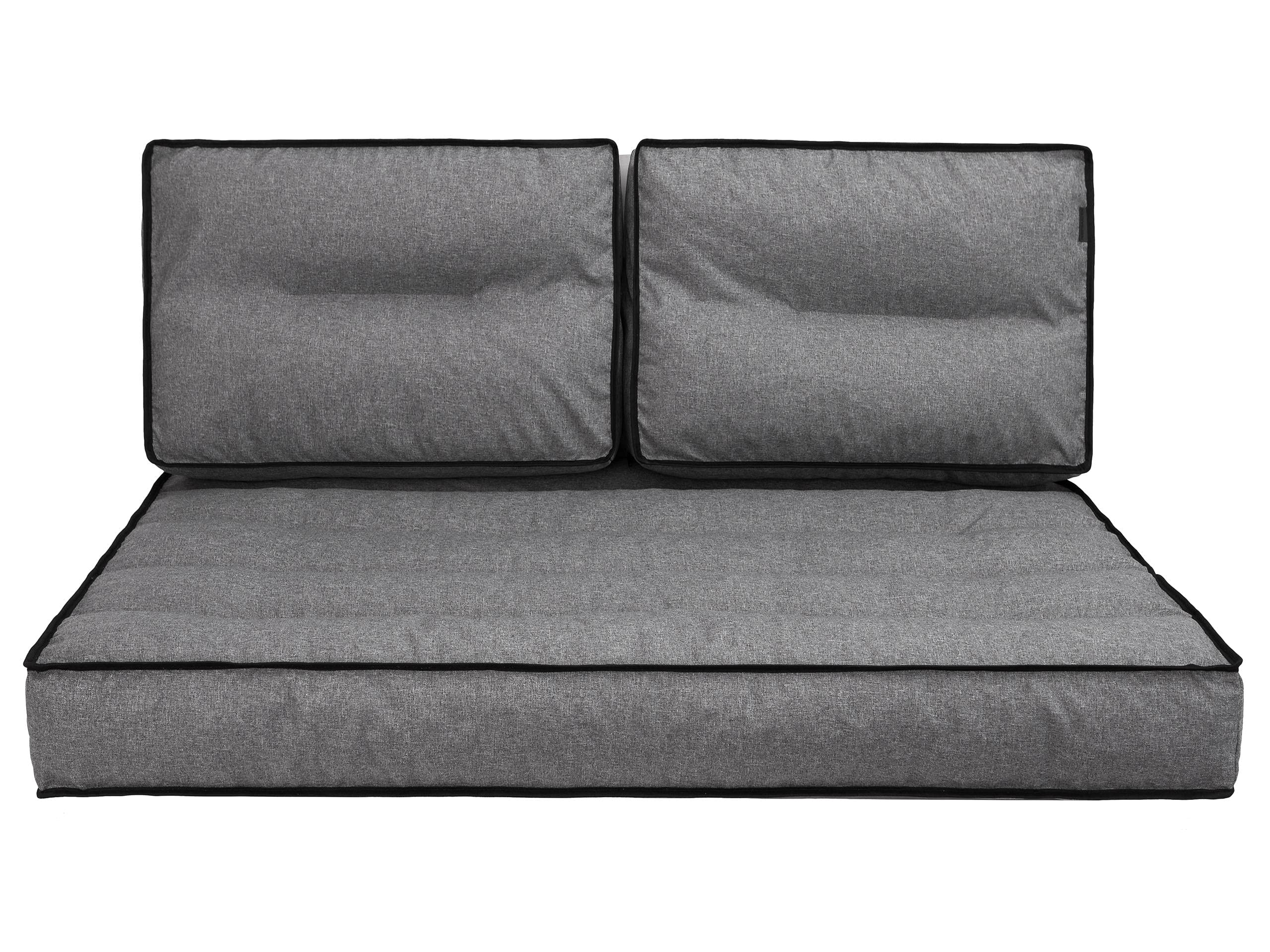 Set di cuscini per pallet, 1 + 2, da giardino, per attività all'aperto, per il tempo libero, cuscino decorativo, da combinare, imbottitura, 60 x 40 cm + 120 x 82 cm, grafite
