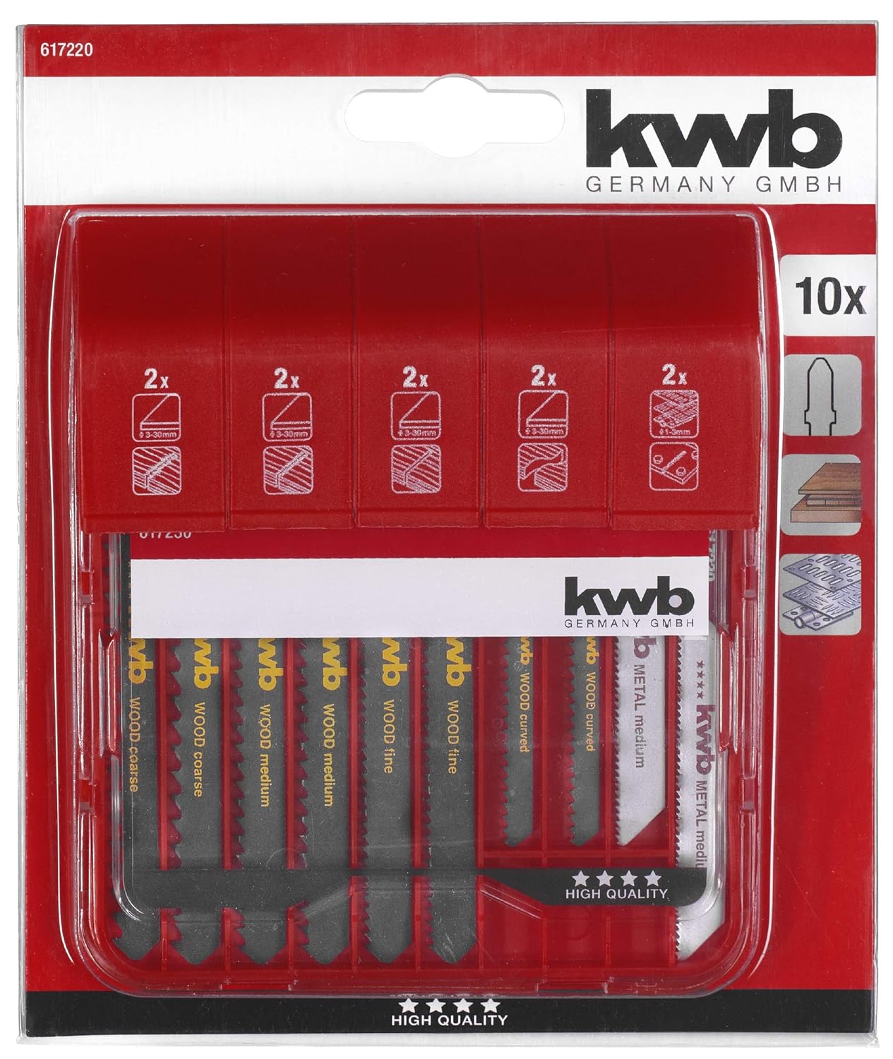 kwb 617220 Jigsaw Blades T S-20 / Single-cam Shank, Universal Set for Non-Ferrous Metals and Wood