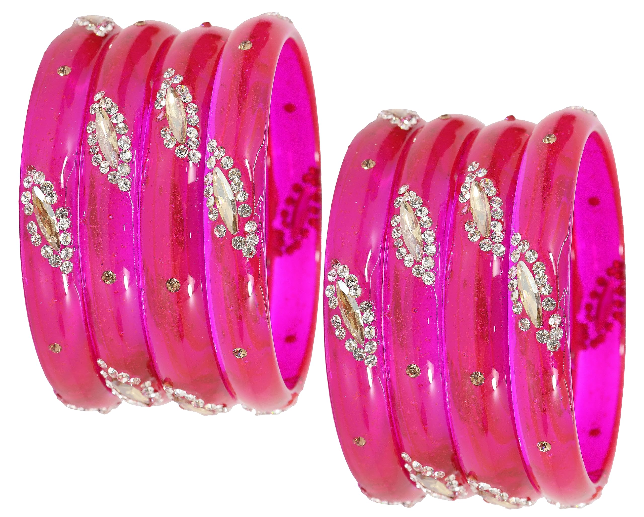 NMII Glass with Zircon Gemstone Studded Kada Bangles Set For Girls and Women| (Pack of 8), (GK33-PO2-Magenta-2.8) (B0CCPMDT3H) Amazon Price History, Amazon Price Tracker