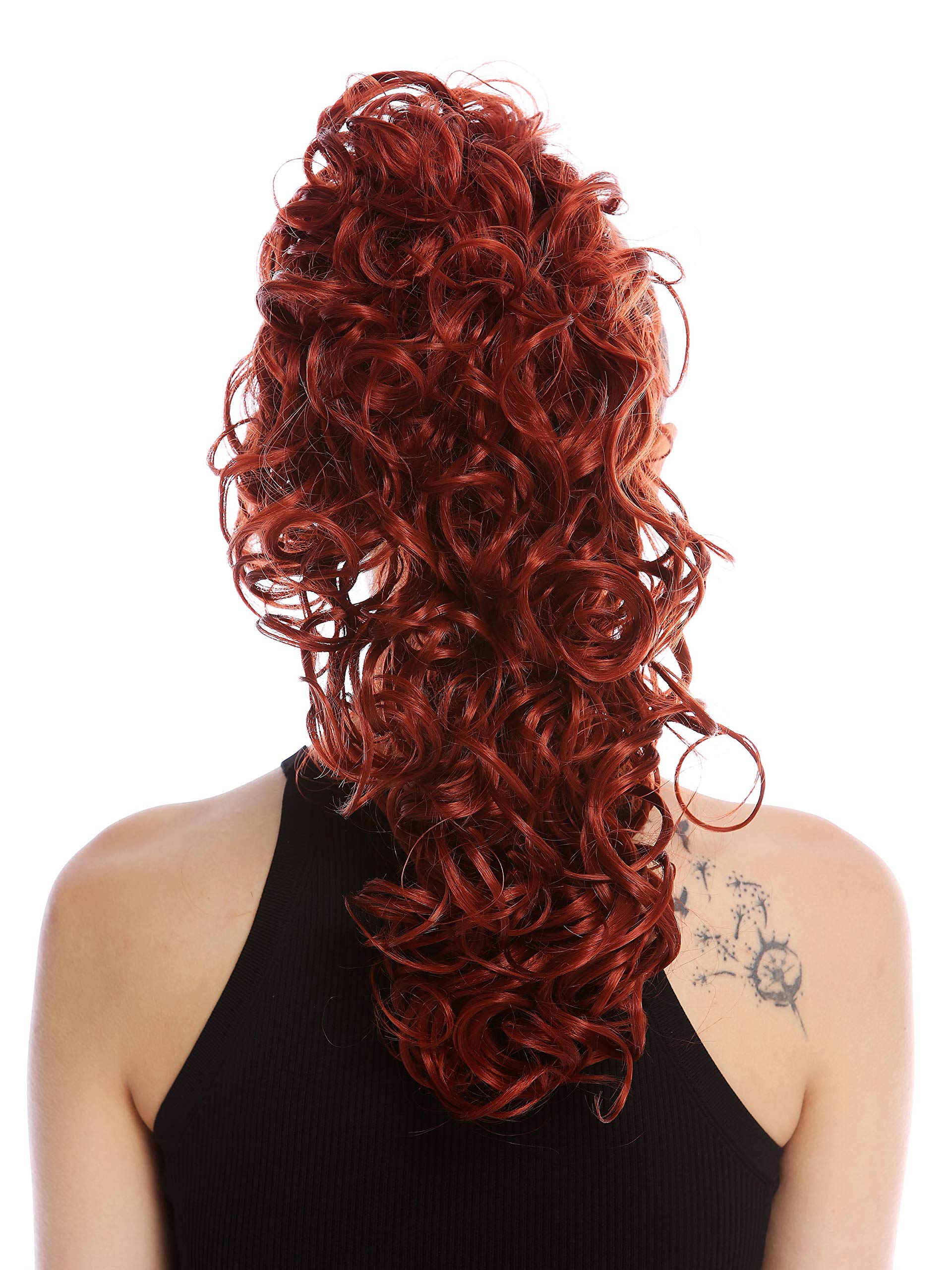 WIG ME UP - MKB-6A-V-350 Ponytail Hairpiece Extensions optional Combs & Clamp long voluminous curled curls dark copper red 17inch