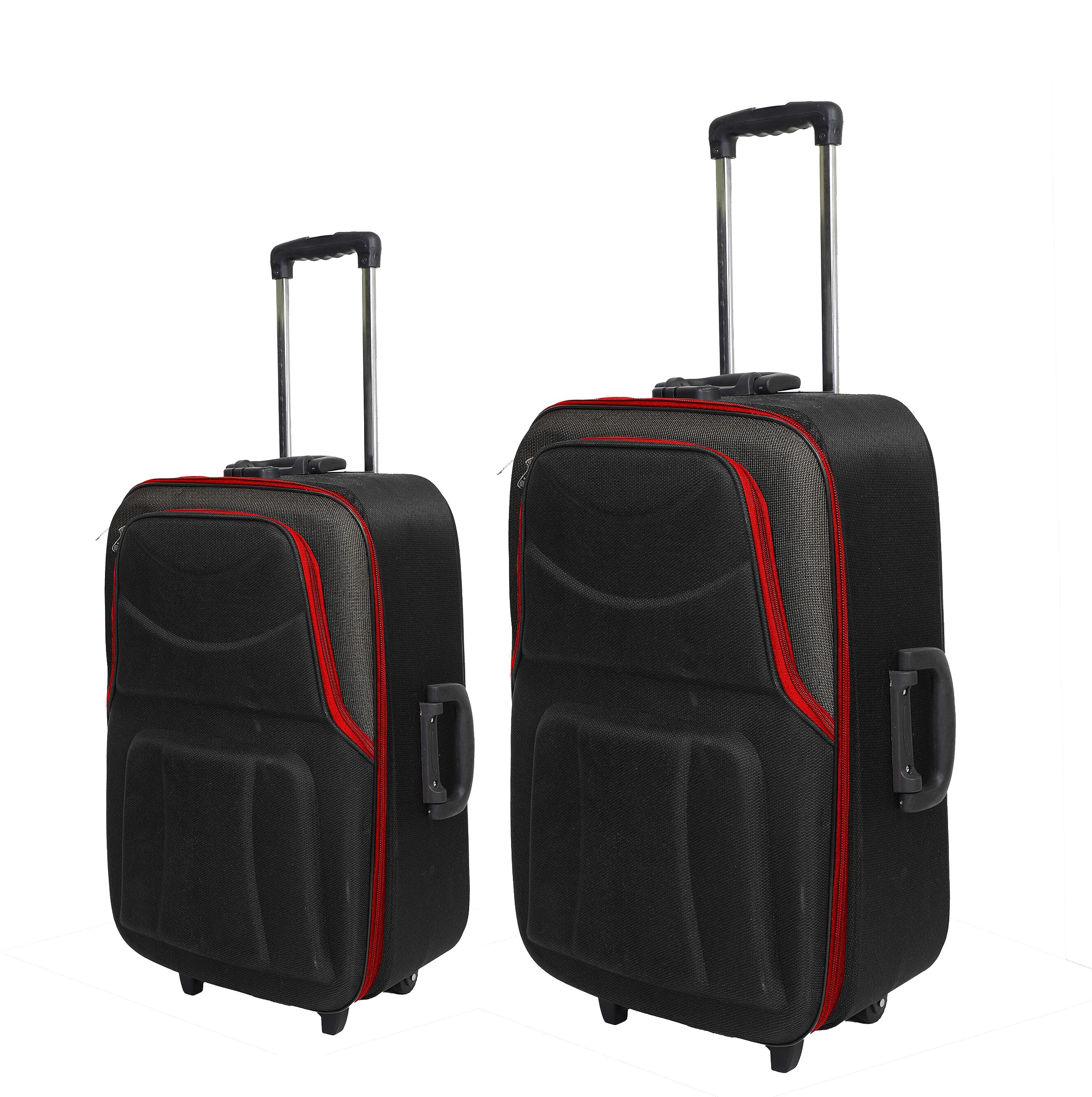 Imported Luggage/Domestic Warranty/Polyester/Classy Look and Feel (Medium, Black RED, 2)