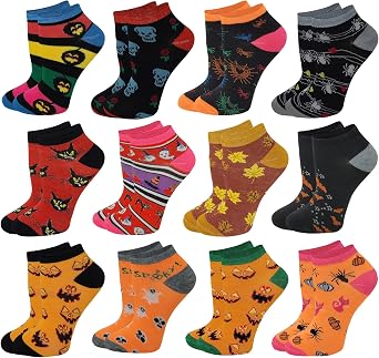 SUMONA Differenttouch 12 Pairs Pack Women Low Cut Colorful Fancy Design Ankle Socks