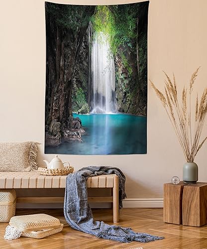 Miniatura 14 de Ambesonne Kraken - Tapiz vikingo con diseño de naves escandinavos de vela en las olas, pantalla retro, colgante de pared para dormitorio, sala de