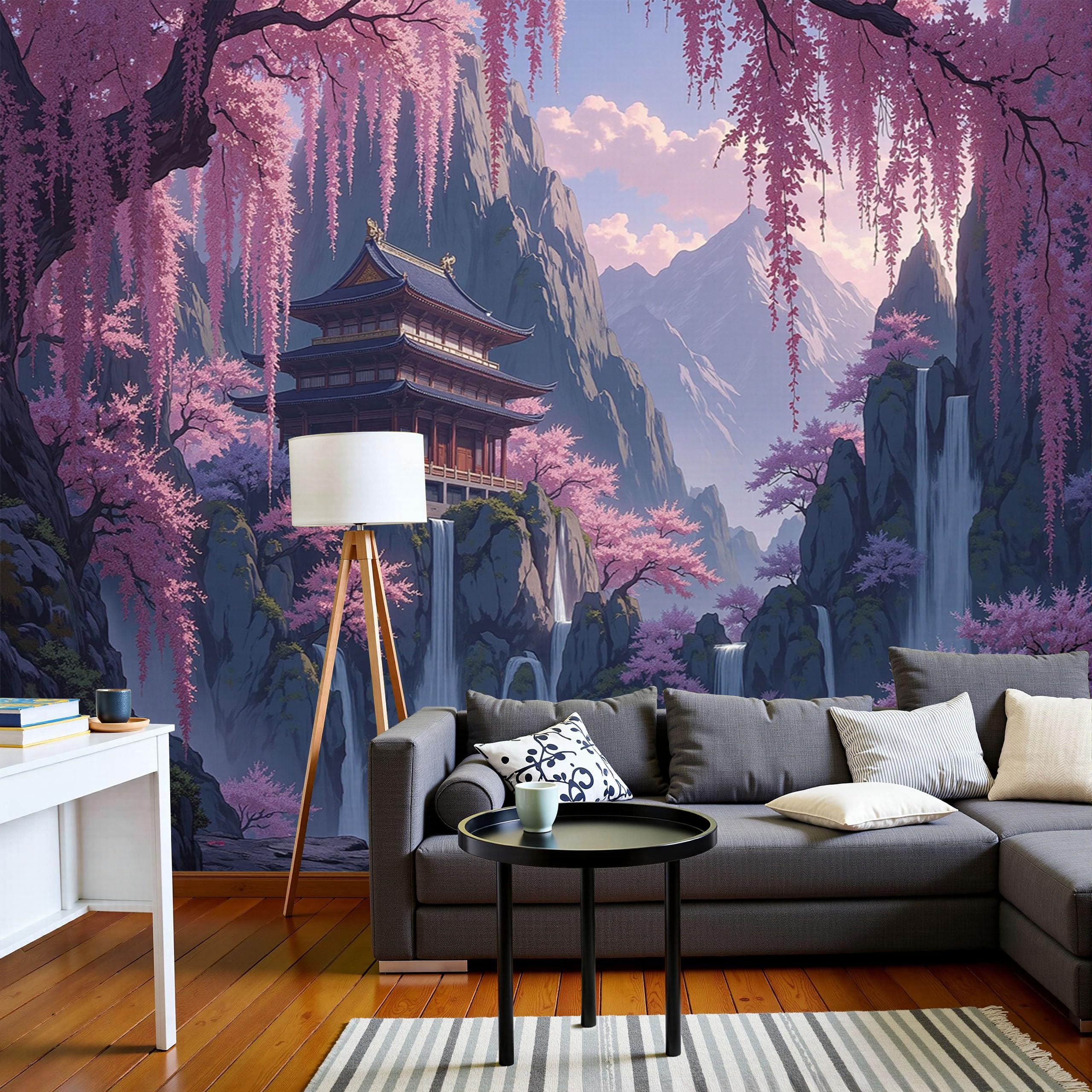 Papier peint panoramique 300x210cm pour agrandir un salon avec mur TV