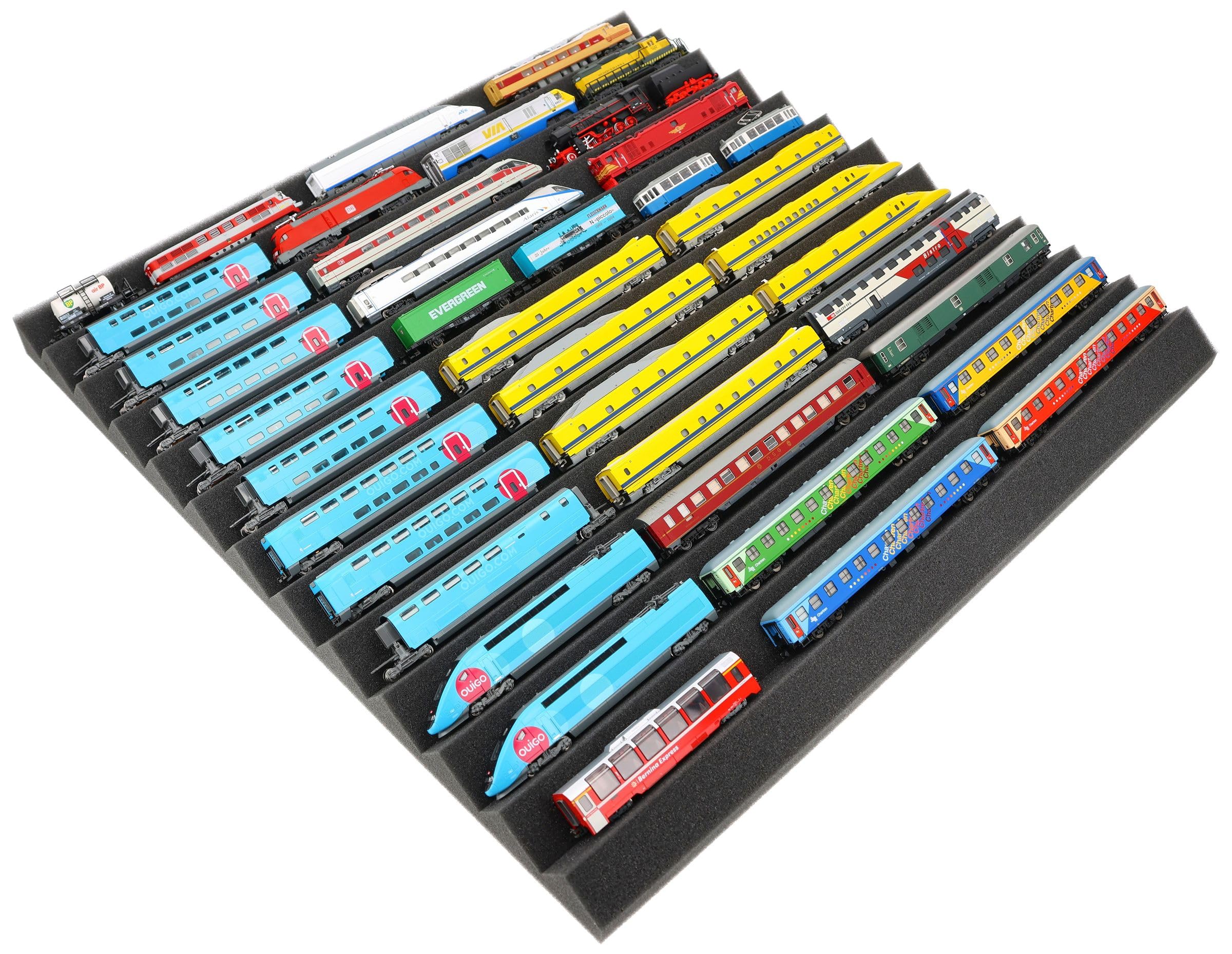 Feldherr 500 x 500 x 30 mm customizable zig-zag pattern foam tray for model railways N Gauge, Amount:1 pcs.