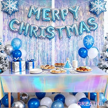 Iridescent Party Streamers Backdrop - GREATRIL Holographic Tinsel Foil Fringe Curtain for Mermaid/Frozen/Disco Theme/Neon/Under Sea/Ocean/Eras Party Decor, 1m x 2m, Pack of 2