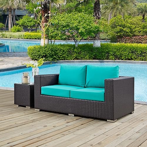 Vista 177 de Modway EEI-1911-EXP-ORA Convene - Muebles otomanos cuadrados de tela para patio, muebles de exterior, color naranja espresso Espresso Naranja