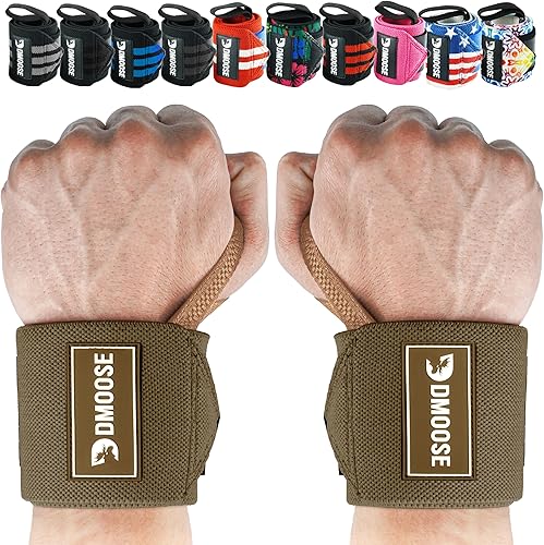 Miniatura 21 de DMoose Fitness Muñequeras para levantamiento de pesas de 18 pulgadas – Envoltura de gimnasio resistente con lazo para el pulgar para apoyo y alivio