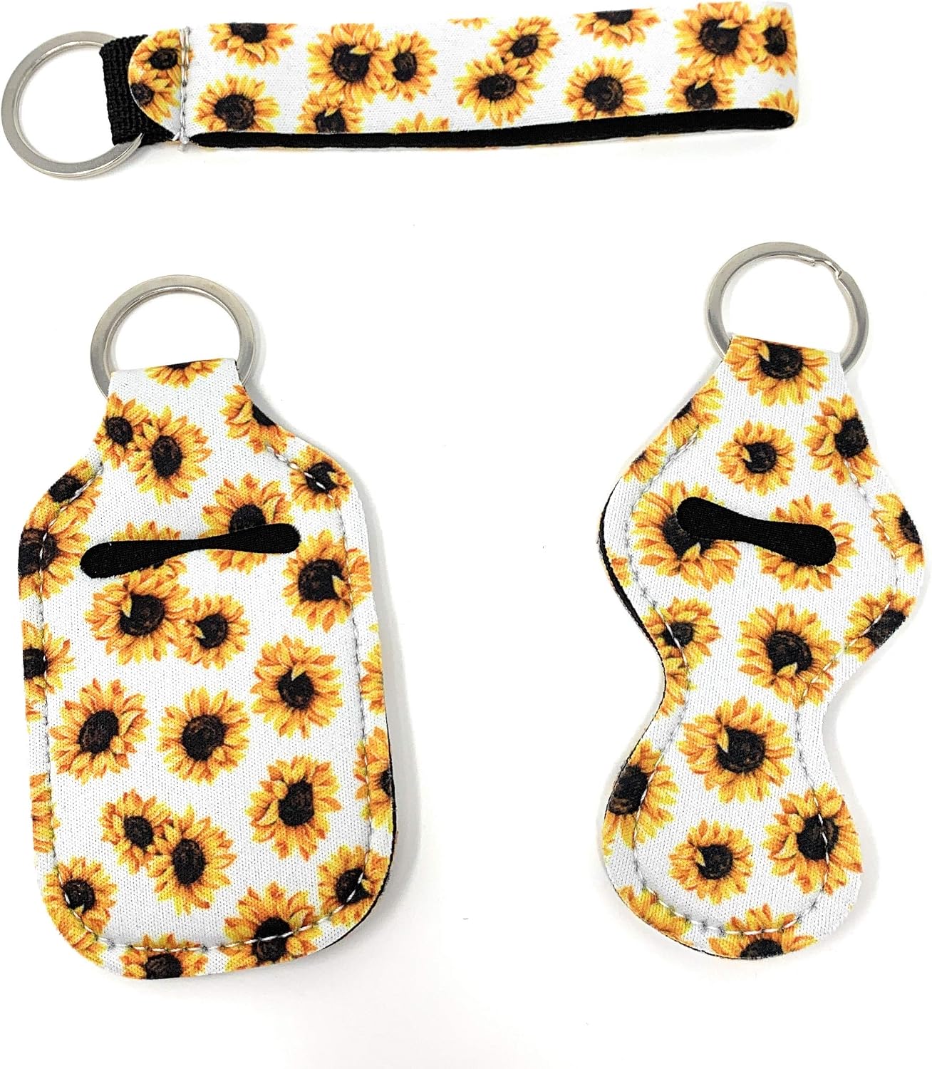 Daisy Lane Wrist Lanyard Wristlet Keychain Hand Sanitizer Holder for Women Fashion Sunflower Set of 3 pieces