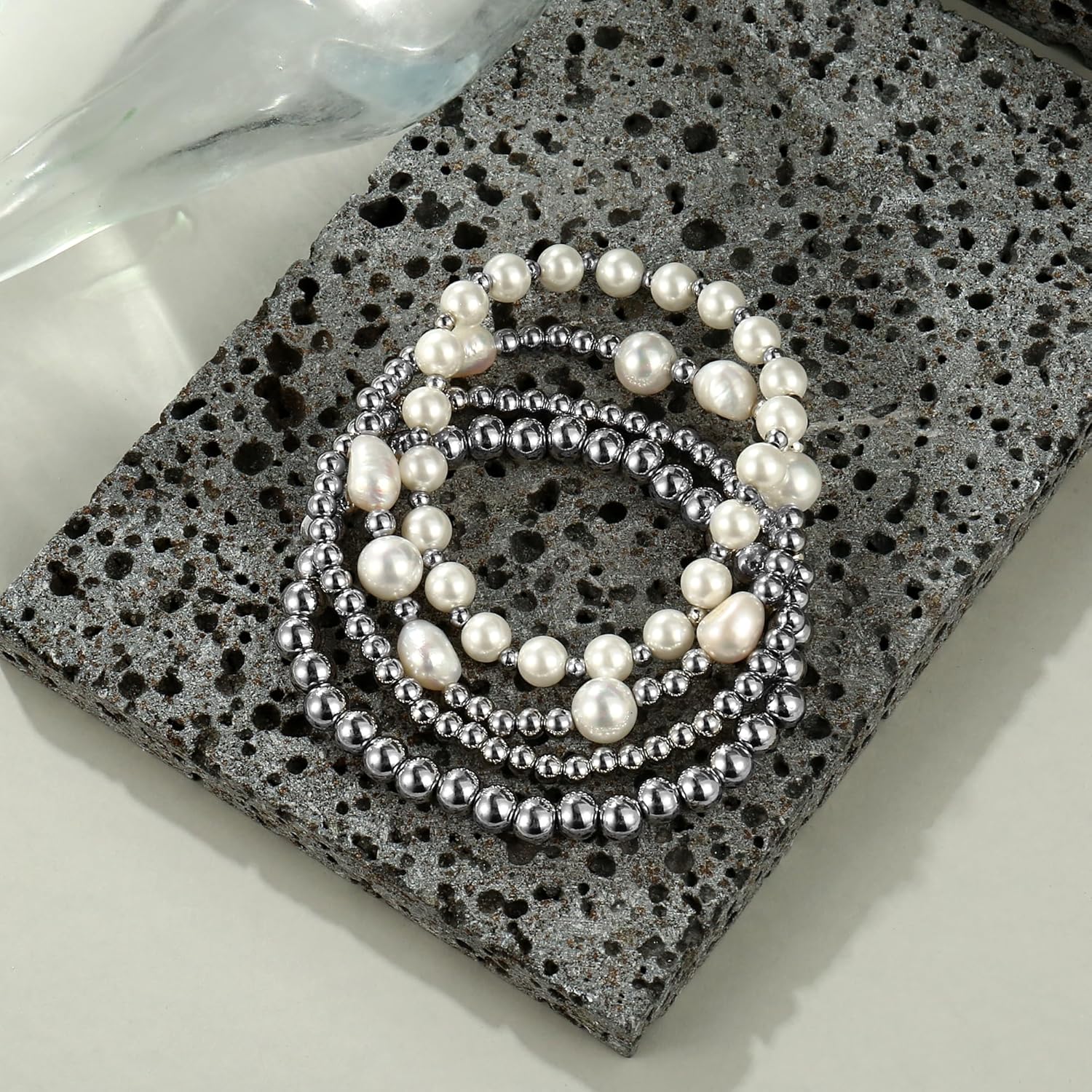 Gold Beaded Bracelets for Women Baroque Pearl Stackable14K Gold Plated Stretch Bead Ball Bracelet Jewelry Gifts - Image 6