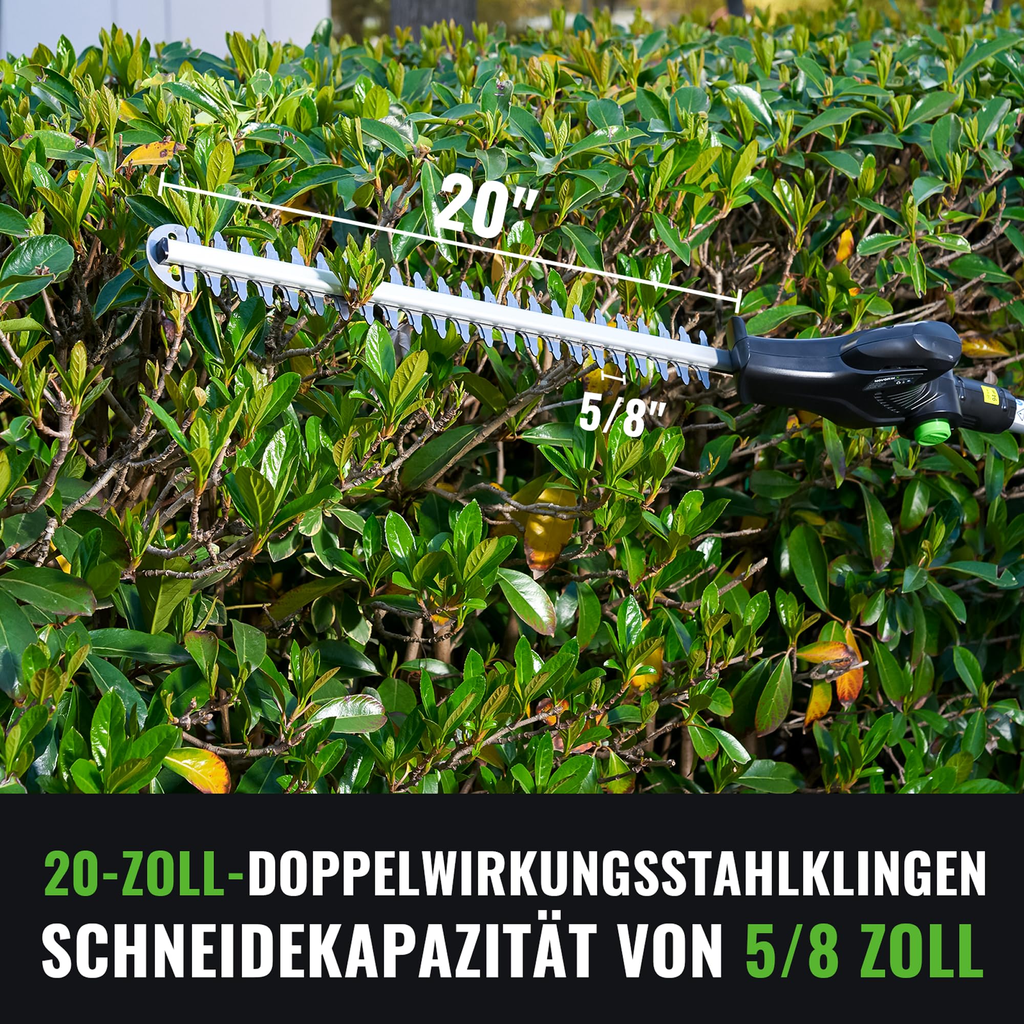 NovorikX Stab-Heckenschere, kabellos, 20 V, mit batteriebetriebener 50,8 cm elektrischer Heckenschere, 3 m Reichweite, mit Verlängerungsstange, mehrere Winkel zum Beschneiden von Sträuchern