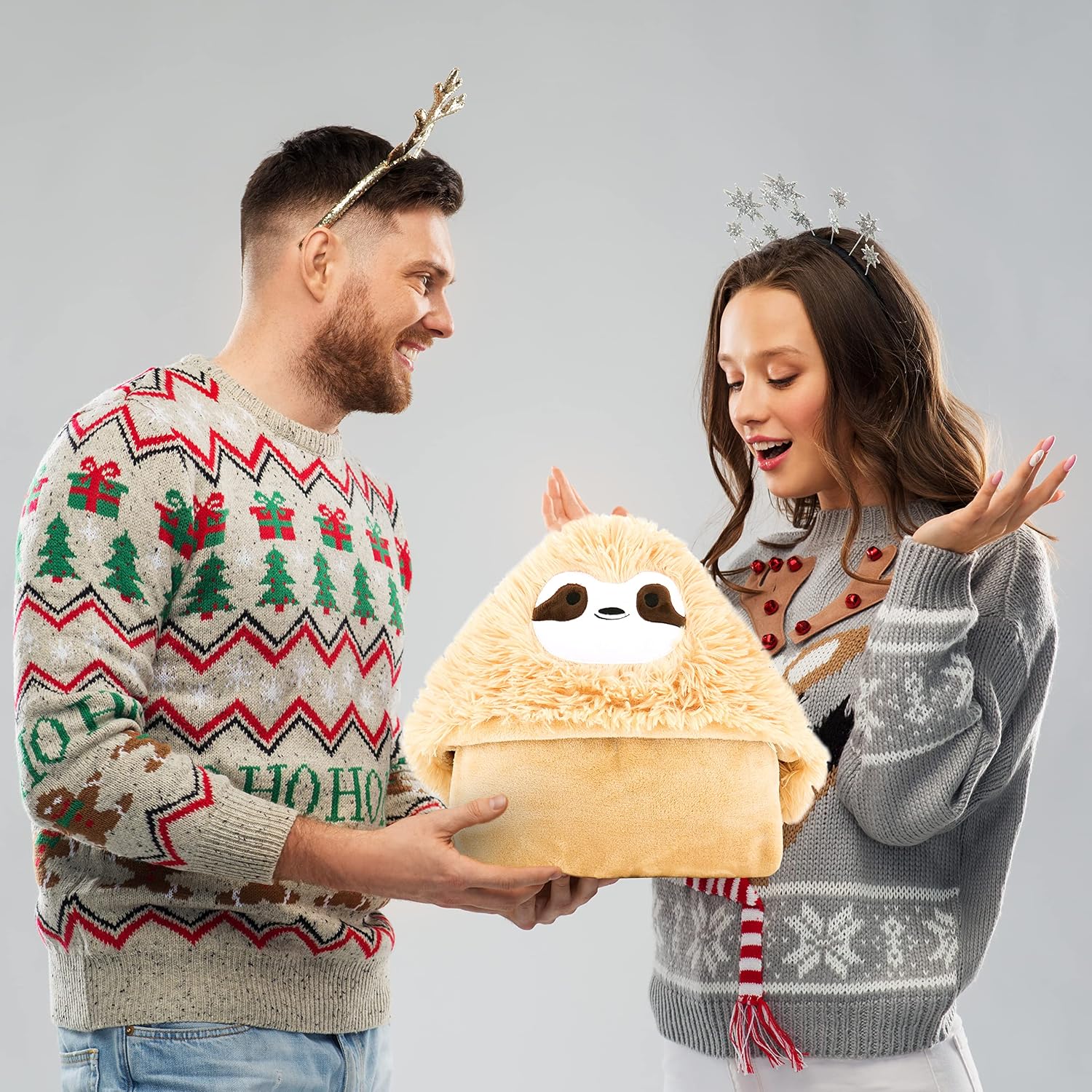 Shoppawhile Sloth Gifts for Women Wearable Hooded Blanket Soft Cute Warm Fluffy Sloth Hooded Blanket 59 * 51 inch - Image 4