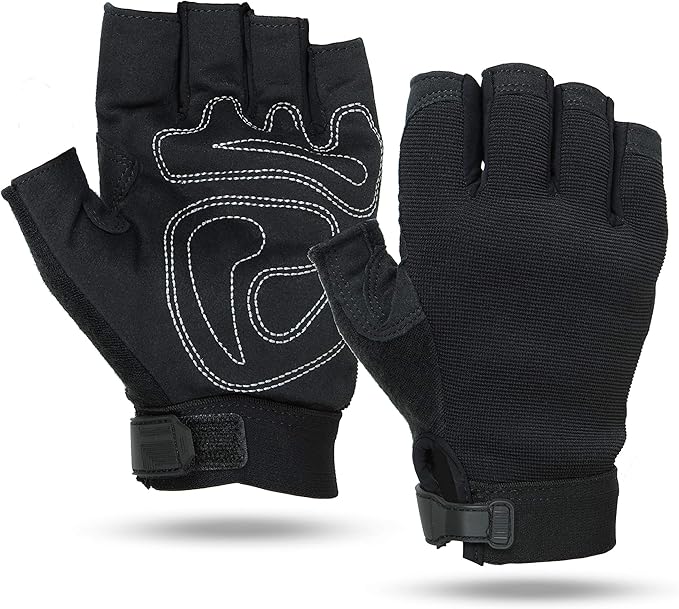 Illinois Glove Company 67 Fingerless Sports Gloves Synthetic Suede, Black Sports