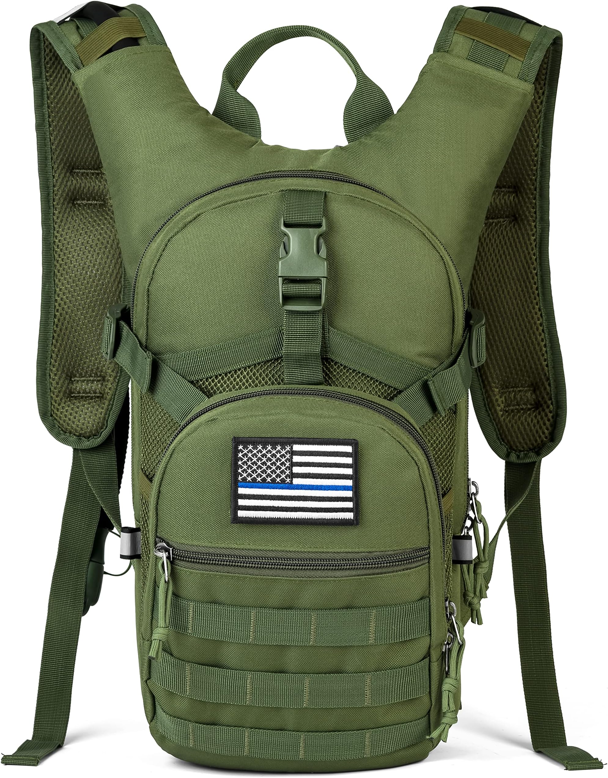 SHARKMOUTH Tactical Molle Hydration Backpack - Small Military Hydration Pack with 2L Water Bladder - Insulated Water Backpack for Hiking Running