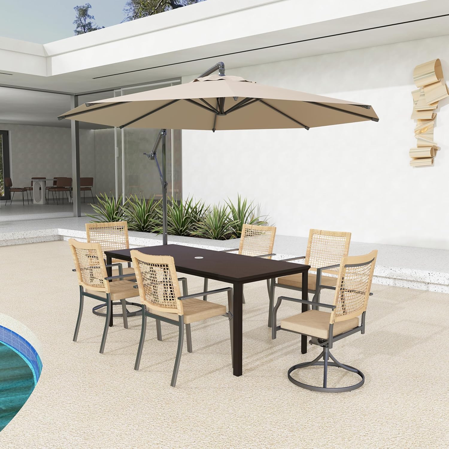 Kingdura 10ft Offset Cantilever Patio Umbrella, Heavy-Duty Metal Frame with 8 Reinforced Ribs, Infinite Tilt & Easy Crank for Outdoor Deck Pool Market (Champagne)