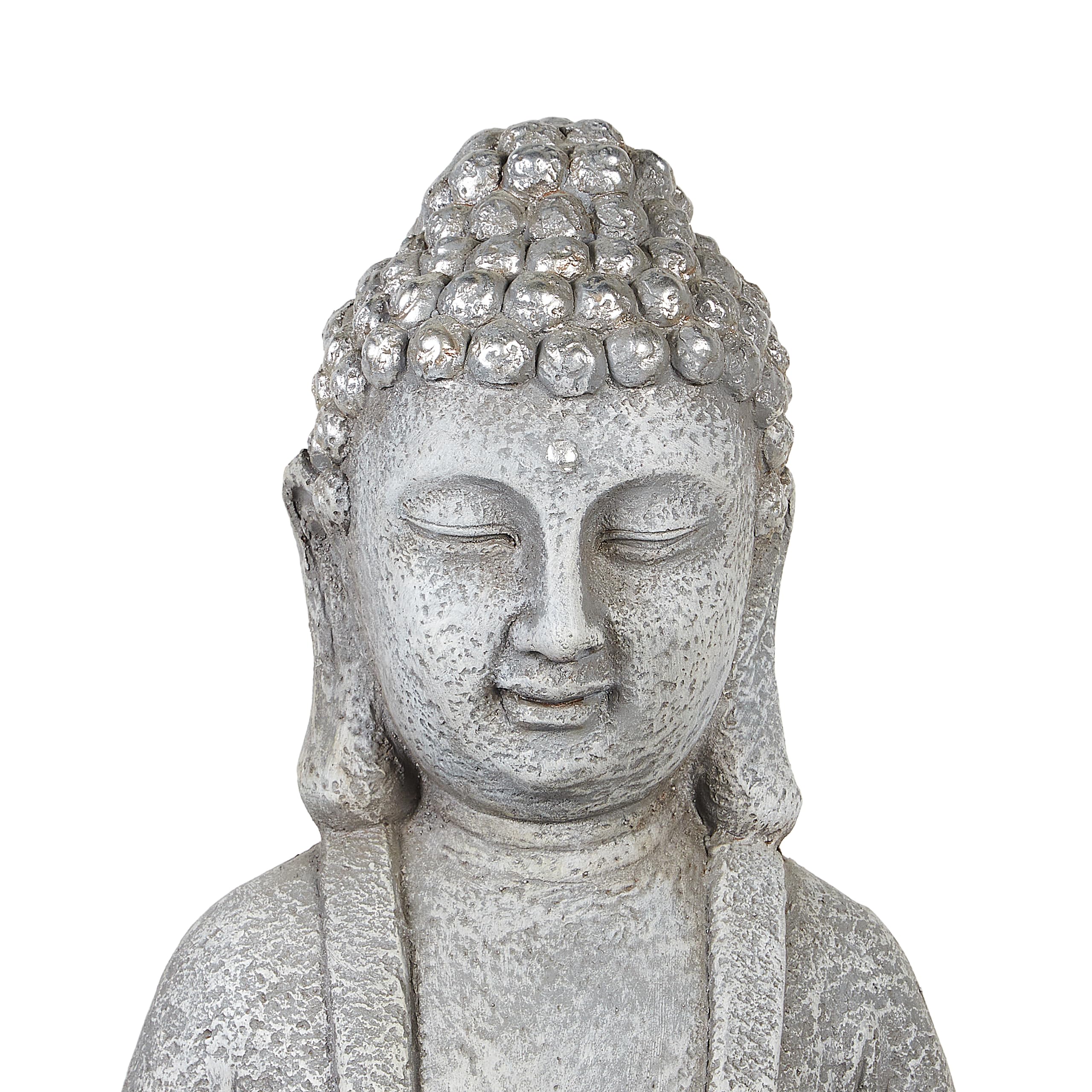 Beliani Figura Decorativa MgO Buda decoración de jardín Interior Exterior Gris Thoiry