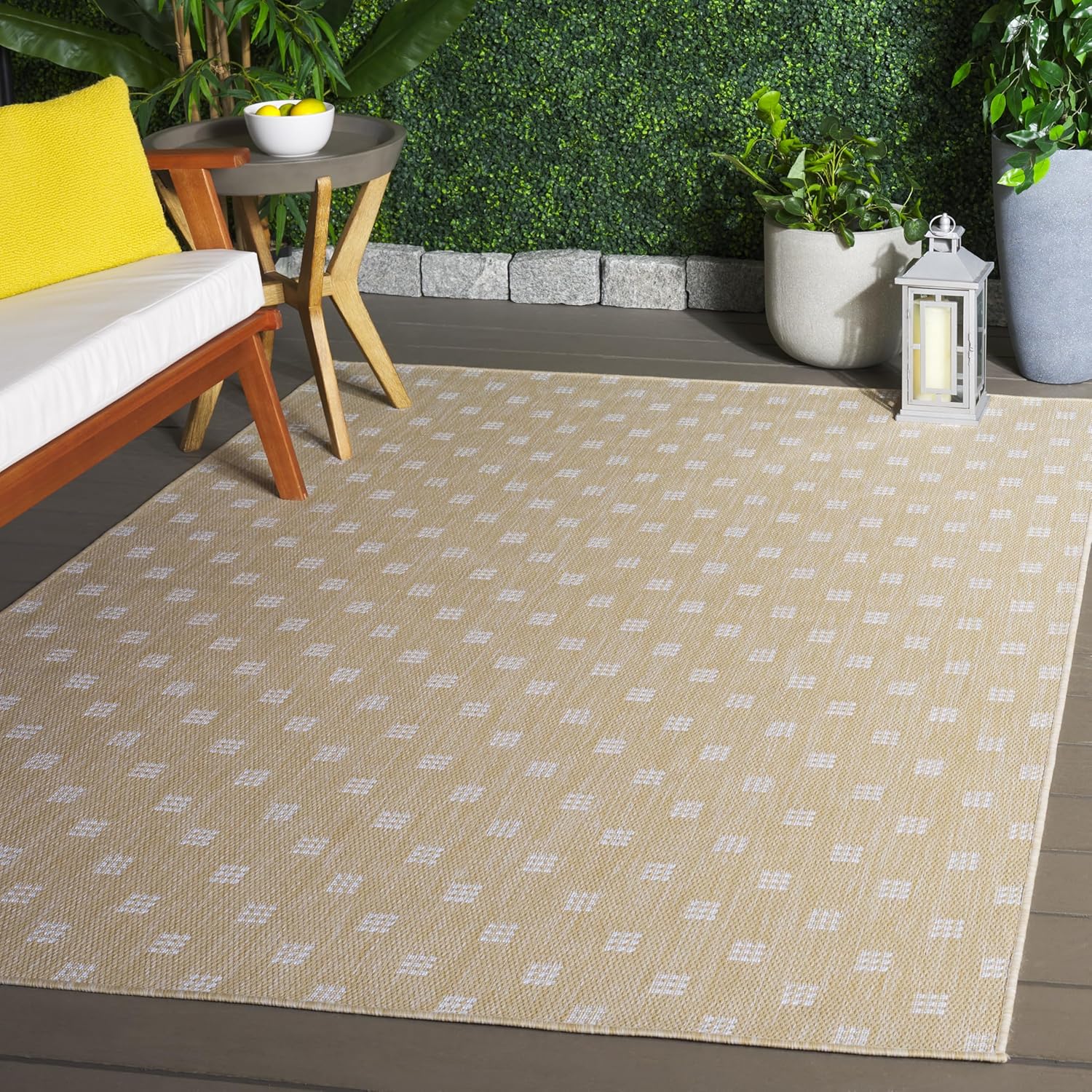 SAFAVIEH Washable Rug Outdoor Terrace Collection - 5'3" x 7'6", Grey & Ivory, Non-Shedding & Easy to Clean, Ideal for Patio, Backyard, Mudroom (TER806F)