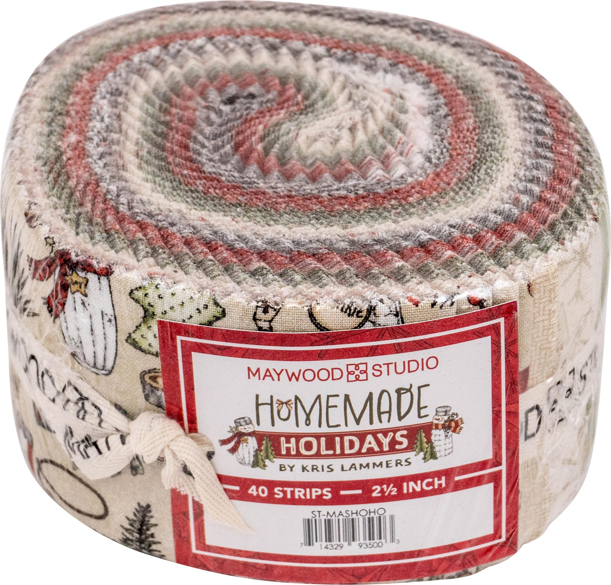 Maywood Studio Assorted Kris Lammers Homemade Holidays Strips 40 2.5-Inch Strips Jelly Roll
