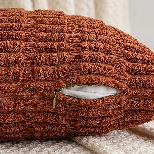 Vista 226 de MIULEE Pack of 2 Orange Corduroy Decorative Pillow Covers 20x20 Inch Soft Boho Striped Throw Pillow Covers Modern Farmhouse Home Decor for Halloween