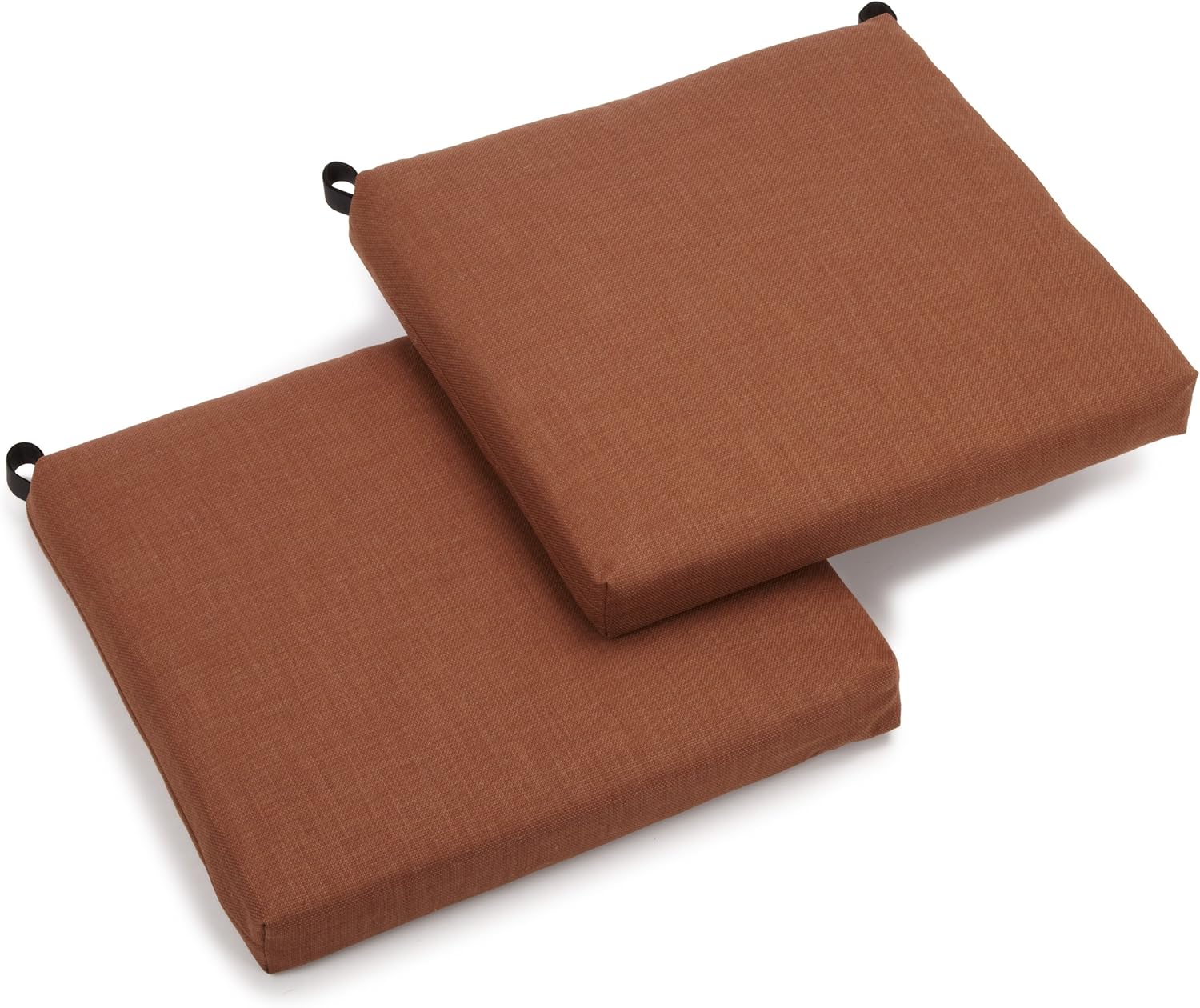 Blazing Needles Outdoor Spun Poly 19-Inch by 20-Inch by 3-1/2-Inch All Weather UV Resistant Zippered Cushions, Mocha, Set of 2