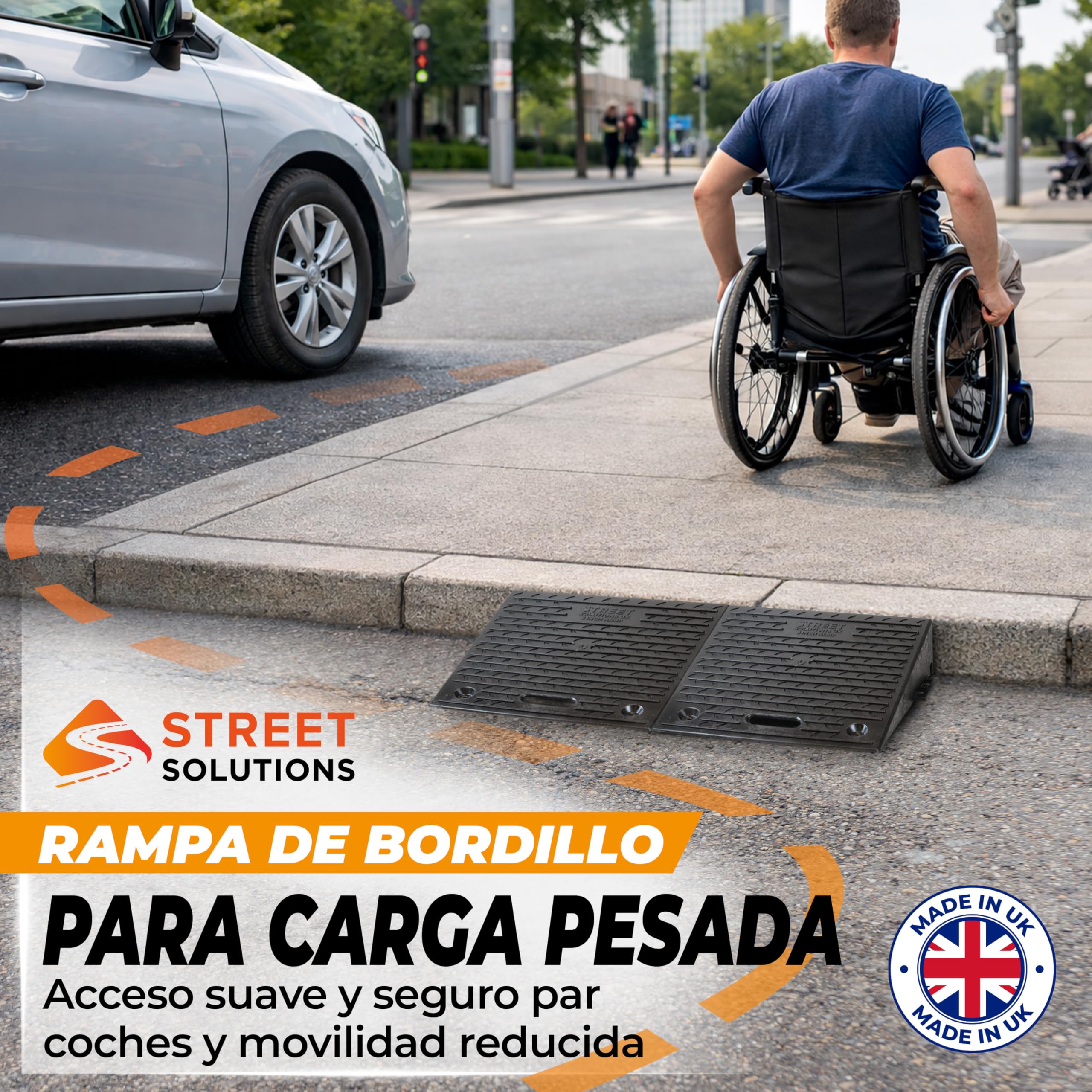 Street Solutions UK Pack de 2 Rampas para Coches de Goma (10 cm) - Antideslizantes, Ideales como rampa Silla de Ruedas y rampa Moto