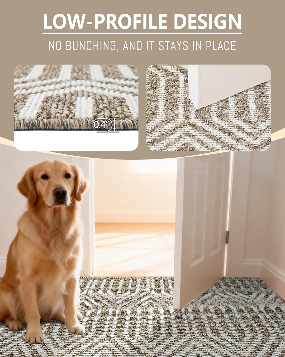 REFETONE Runner Rug, 2'x6' Long Door Mats Indoor Runners for Hallways, Non Slip Rubber Backing Entry Rug, Washable Entrance Floor Mat Runner for Home, Kitchen, Laundry, Living Room, Garage, Camel