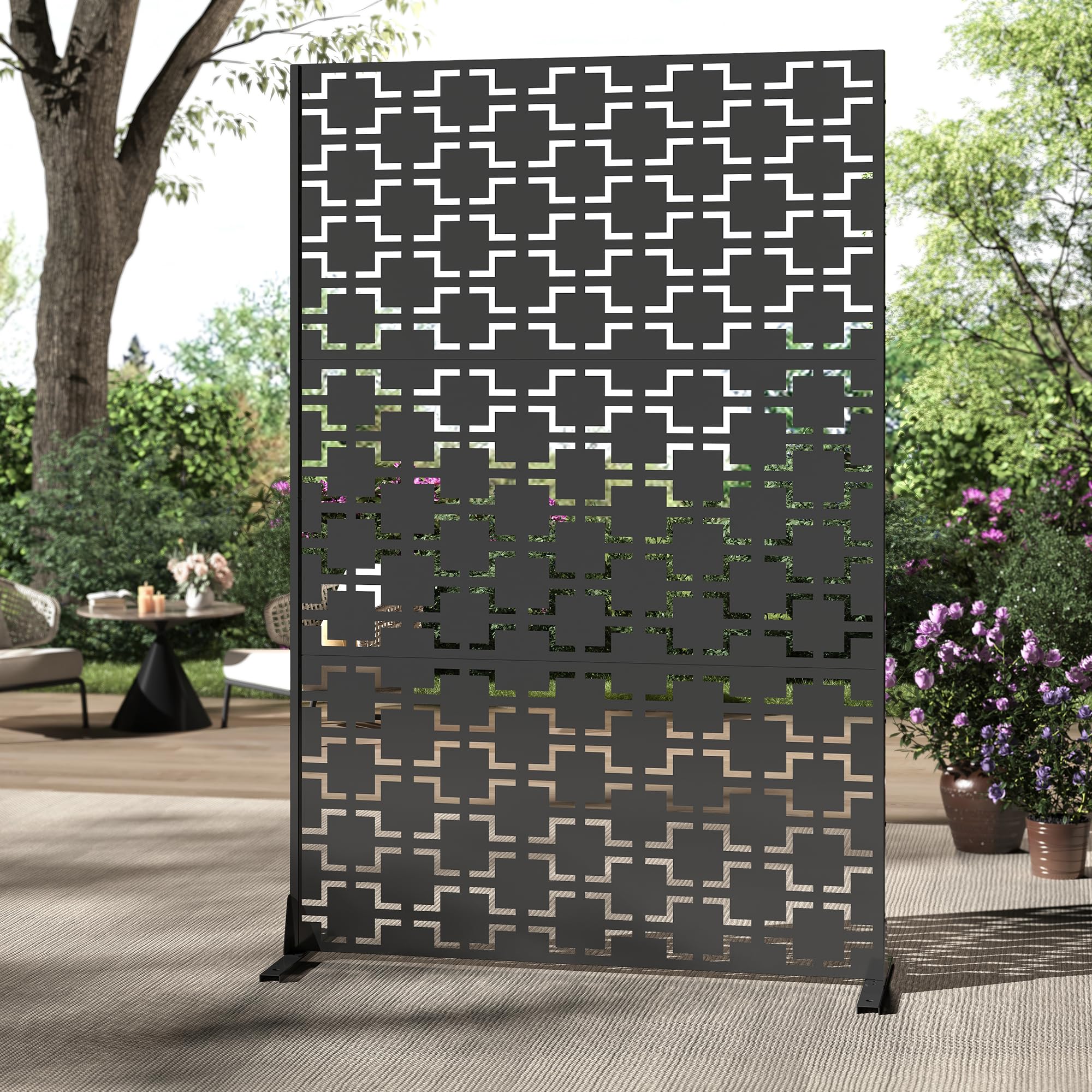 Garvee Panneau Brise Vue-Acier galvanisé-Design géométrique ajouré-Moderne