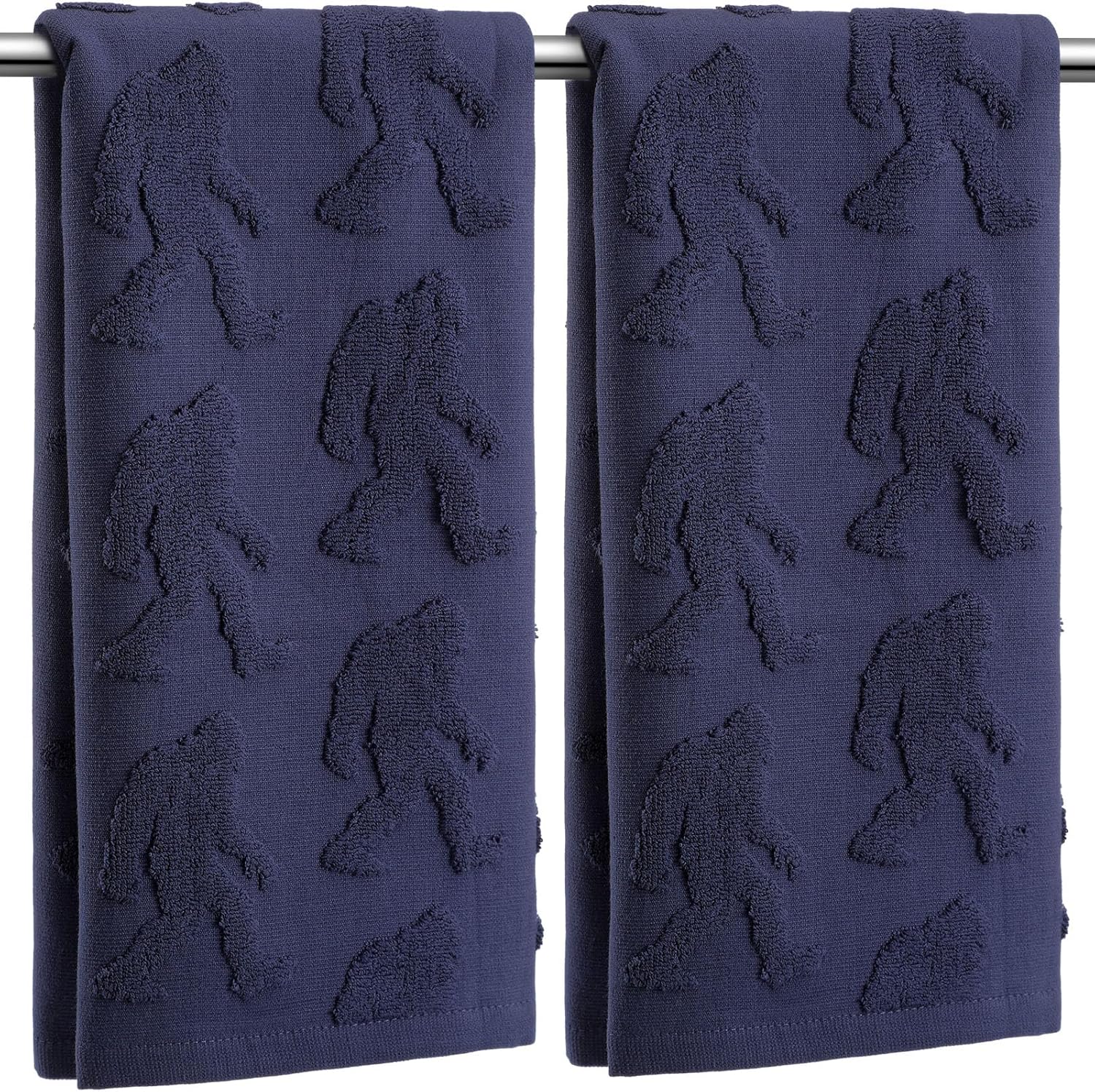 ビッグフットサスカッチジャカードハンドタオル バスルーム用 ダークブルー ハンドタオル 100%コットン 吸収性 装飾織り ニュート